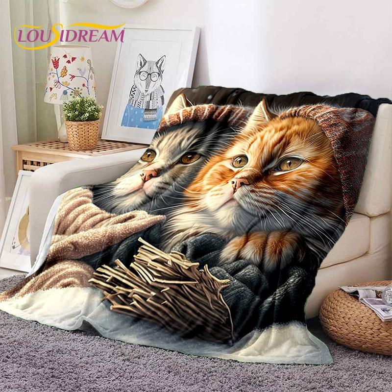 3D Persian Cat,Cute Calico Cat,Ragdoll Cartoon Soft Blankets,Keep Warm Throw Blanket for Picnic Beds Sofa Home Bedroom Gift Kid