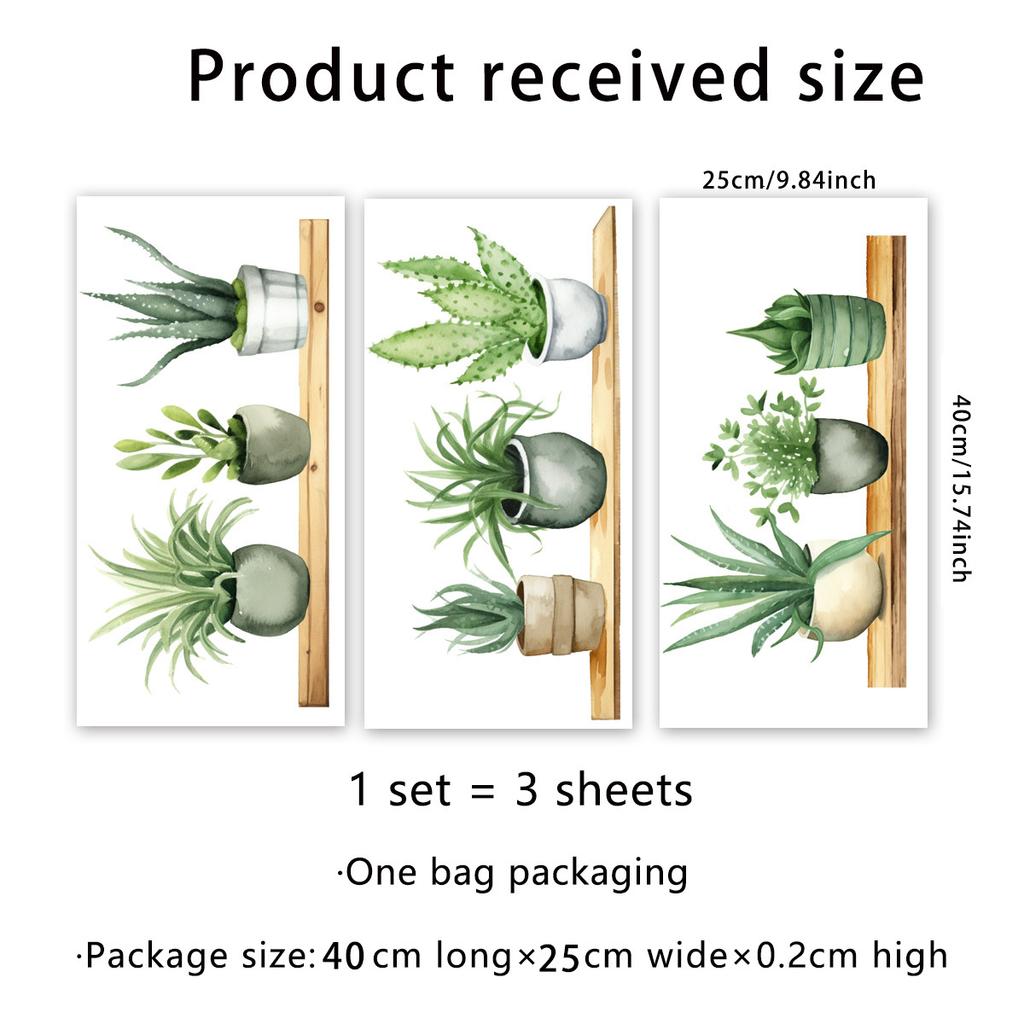 Plant Green Plants Potted Plant Shelf Wall Sticker Living Room Bedroom Home Background Wall Sticker Self-adhesive Pvc