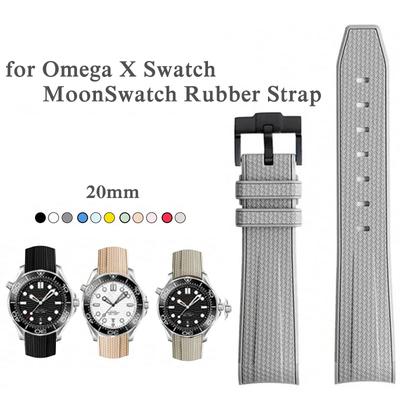 Ремешок для часов Ремешок для часов Omega X Swatch Joint MoonSwatch Ремешок Seamaster 300 Мужчины Женщины 20 мм Резиновый силиконовый браслет с изогнутым концом для Seiko
