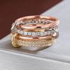 Four-piece Synthetic Zirconia Copper Ring for Women Stacking Finger Jewelry Accessories