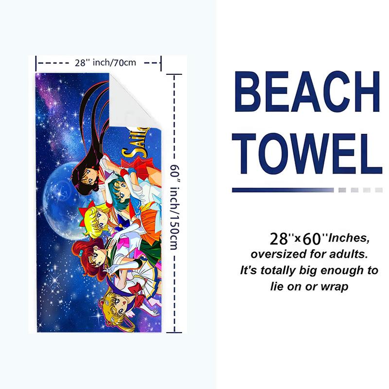 Magic Sailor Girl Print Beach Towel, Large Soft Quick Dry Towel for Beach Camping Swimming