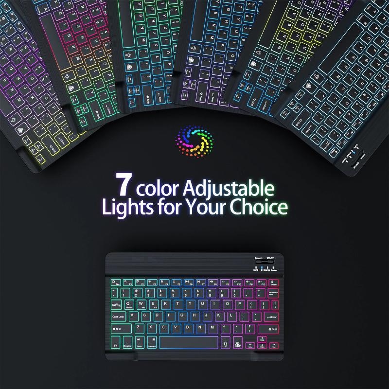 Backlit Led Keyboard 10 inch Wireless Rechargeable Keypads for iPad Tablet Phone PC Magnet Bluetooth Keyboard with Mouse