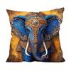 Декор для дома Изысканный узор слонов в синих и золотых тонах Наволочка с узором Подушка Подходит для дивана, спальни, автомобиля Наволочка