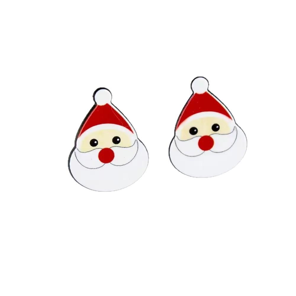 Cute Snowman Santa Claus Christmas Earrings , Titanium Alloy Ear Studs , Trendy Holiday Jewelry for Women , Wholesale