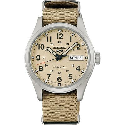 Мужской SBSA199 (5SPORTS Field Sports Style Mechanical Mens Nylon Band) Круглые часы бежевые