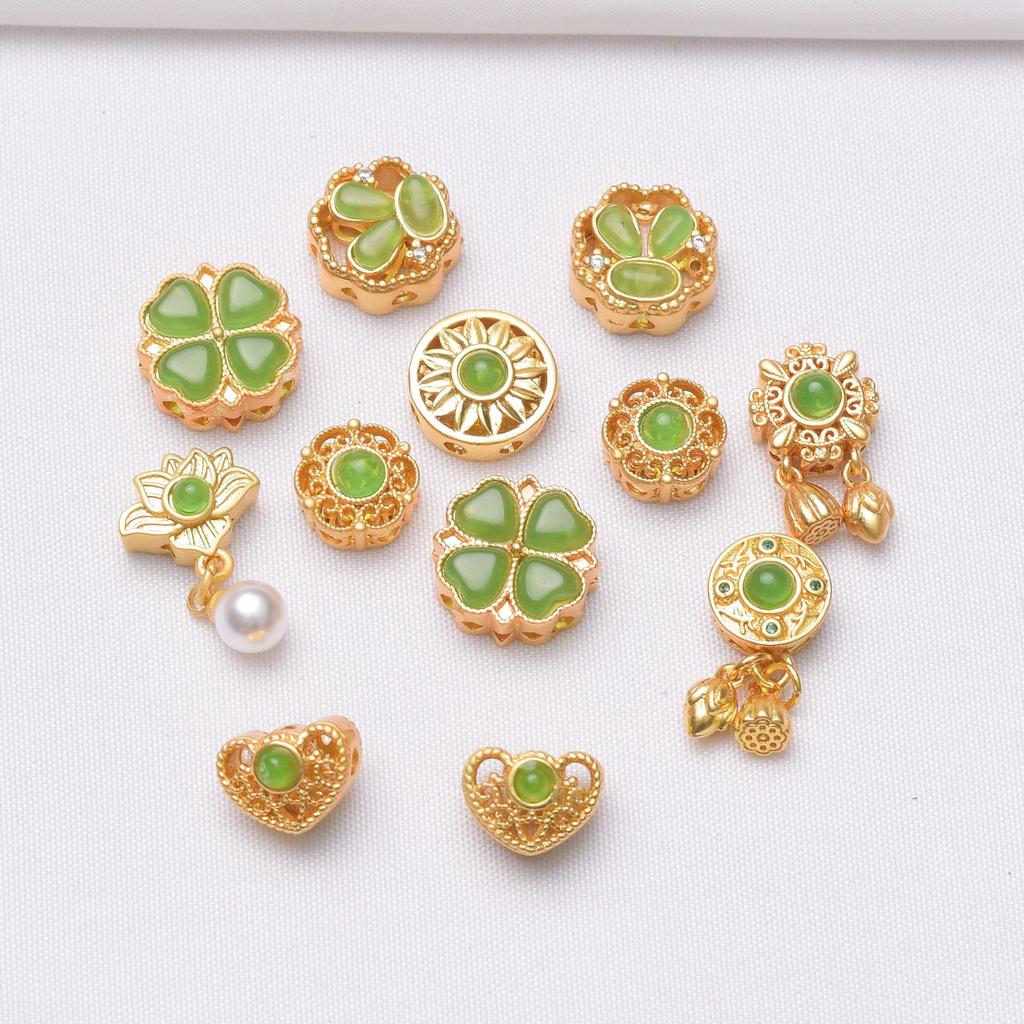 Сохранение цвета Древние золотые бусины Бусины свободного покроя Песочное золото Четырехлистный клевер Аксессуары для браслета своими руками Браслет с аксессуарами для бусин Разделитель для бусин