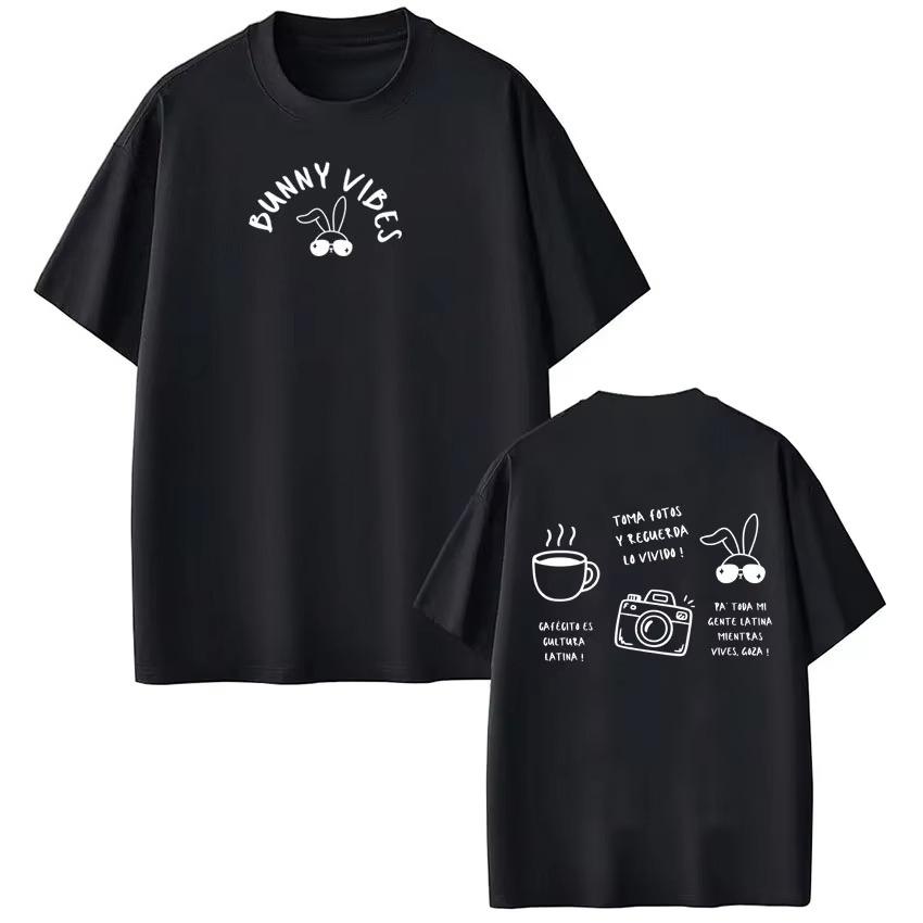 Singer Bad Bunny Pop Music Fashion Print Tshirt Men Women Harajuku Tshirt Shortsleeved Casual Cotton Hiphop Tees Streetwear