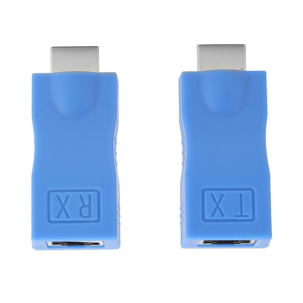 A Pair of 1080P Support 4K HD Male to RJ45 Female Extender Signal Adapter for Cat-5e/6 for DVD