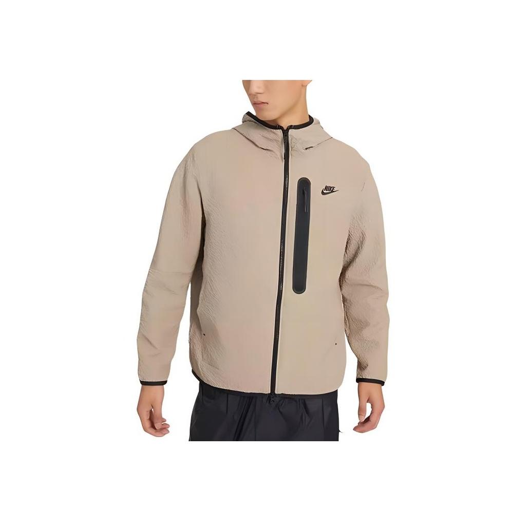 Nike Ветрозащитная тканая куртка с капюшоном и принтом логотипа Мужские куртки Коричневый DQ4323-247
