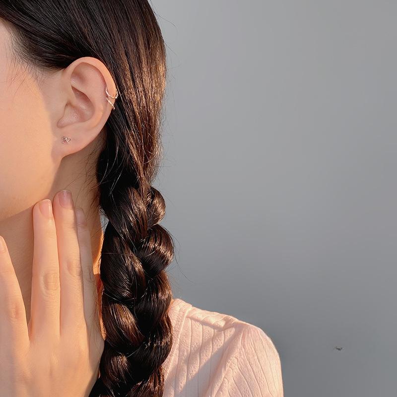 Cute Round Bead Bow Earrings for Women Niche Design New Ear-piercing Student Earrings