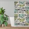 Ретро Шторка для душа в стиле Mid-Century Modern – Атомный Геометрический Дизайн, Элегантное Абстрактное Искусство, 70X70 Дюймов, Включает Крючки
