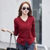 Women's Spring New Solid Color Long Sleeve V Neck Cardigan Top