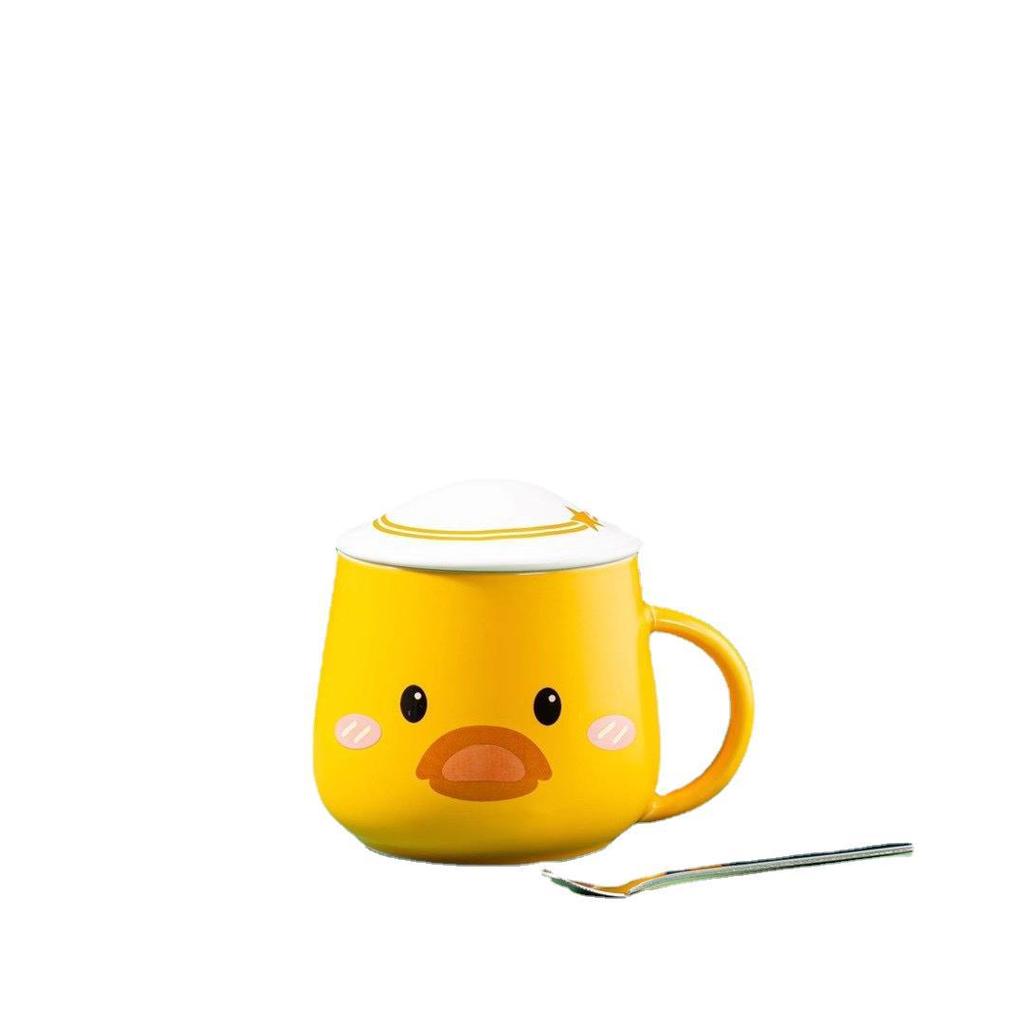 Cartoon Duck Wearing Hat Duck Cup Ceramic Cup with Porcelain Lid Student Gift Cup Couple Mug Environmentally Friendly