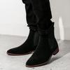 Fashion Luxury Brand Chelsea Boots Mens Suede Leather Decent Men Ankle Boots Original Male Short Casual Shoes British Style Cowboy Boots