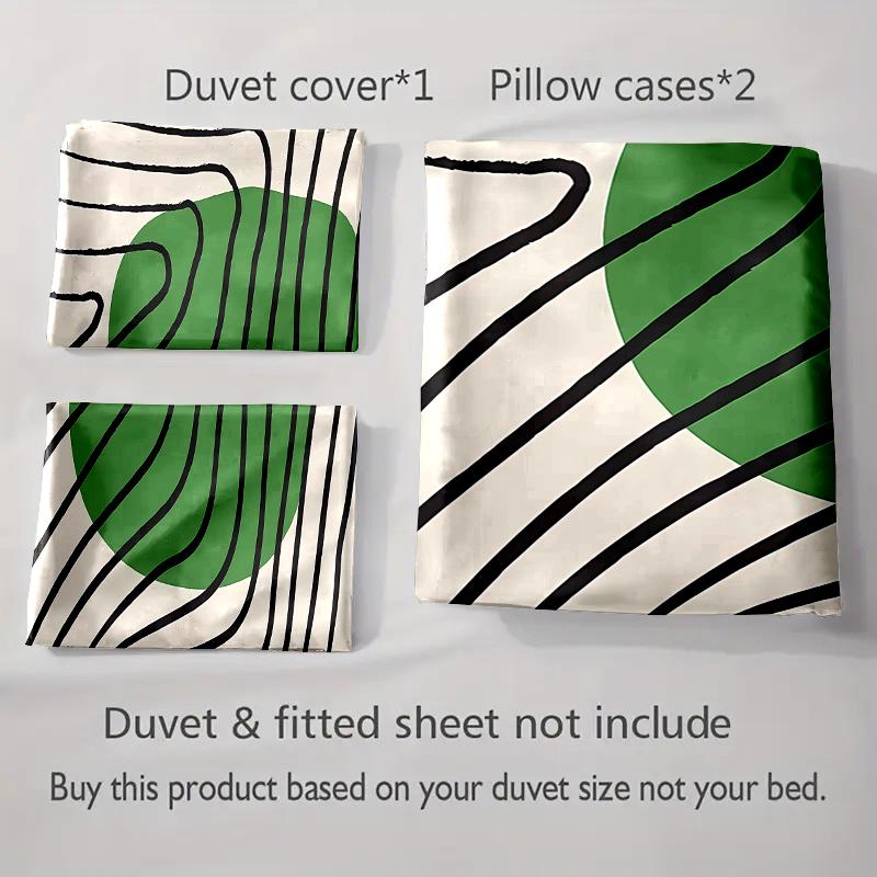 Green circle lines Bedding Duvet cover sets Duvet covers Pillowcases gifts (1 * Duvet Cover 2 * Pillowcases, without duvet insert)
