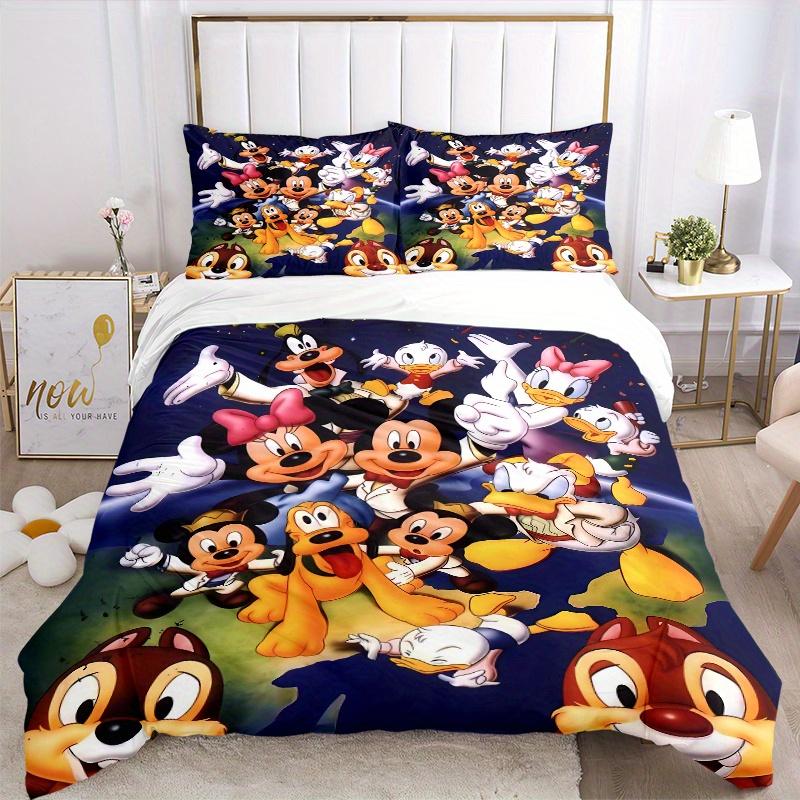 3pcs Disney Classic Characters Quilt Cover Set (1 Quilt Cover + 2 Pillowcases Without Pillow Core), High-Definition Printing for Home and Do