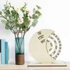 Wooden Rotating Circular Perpetual Calendar Manual Rotatable Disc Calendar Desk Decor for Home Office School