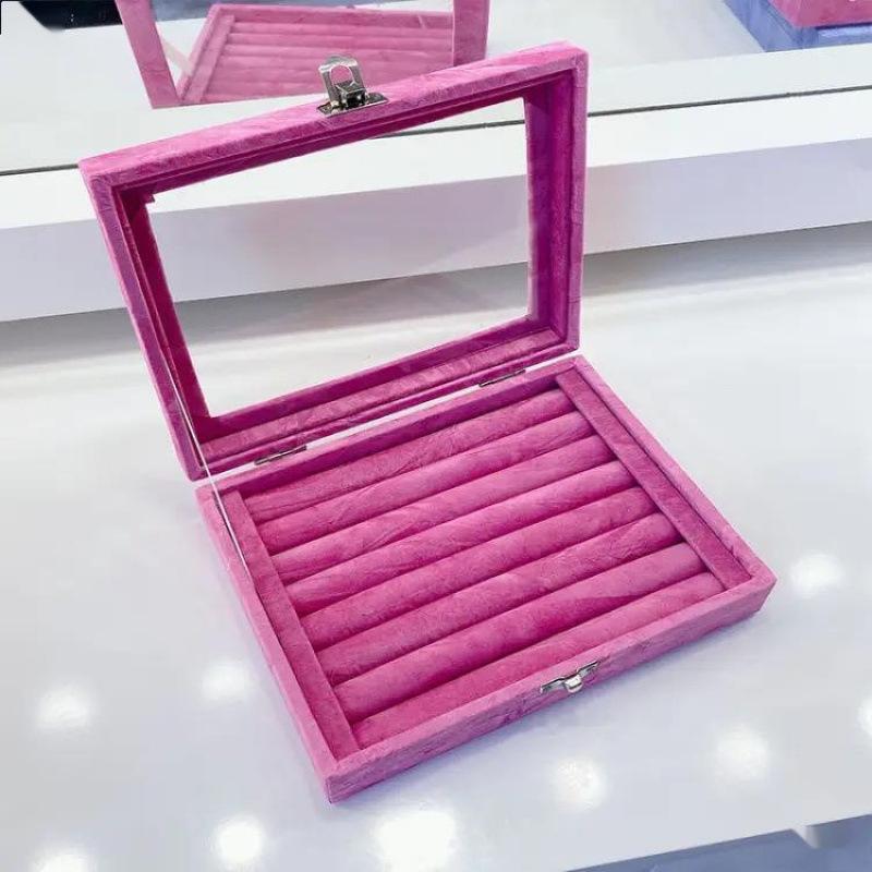 Прозрачная коробка для хранения ювелирных изделий с окошком Фланелевая коробка для хранения ювелирных изделий Кольца Гвоздики Серьги Браслет Ожерелье Ювелирные изделия