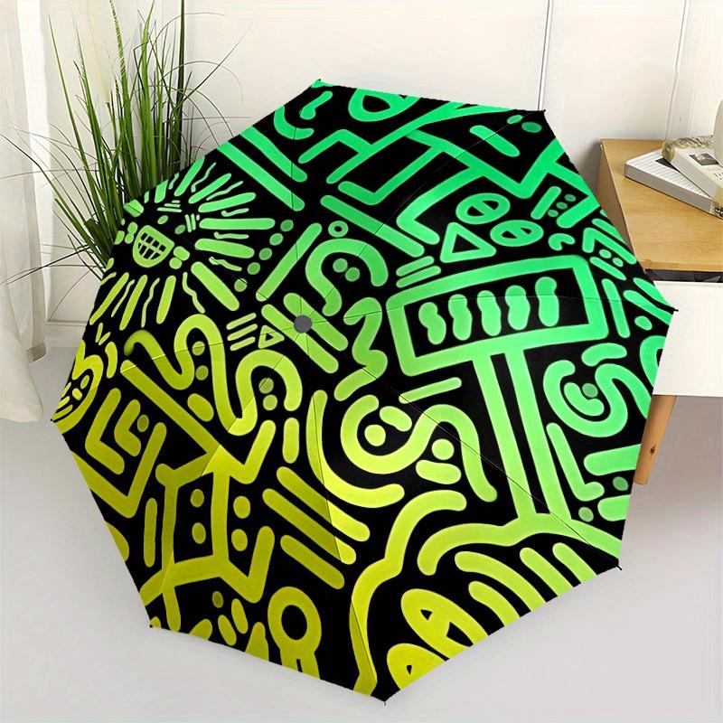 1pc Abstract Artwork Automatic Open, Sturdy Iron Frame, Compact Folding Design, All-Season Portable Umbrella for Women & Men yy250801118