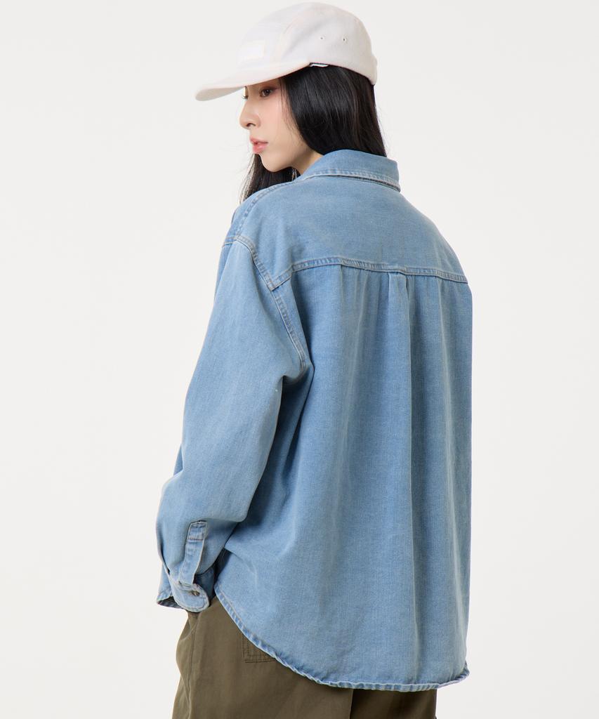 UNKNOWN PLANET Loose Fit Denim Shirt Blue