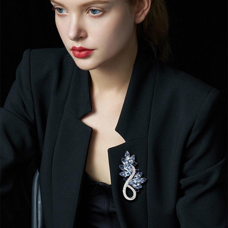 Новая Мода Ретро Легкая Роскошь Синяя Брошь Лист Долины Брошь Цветок Аксессуар для Вечеринки Праздничный Подарок