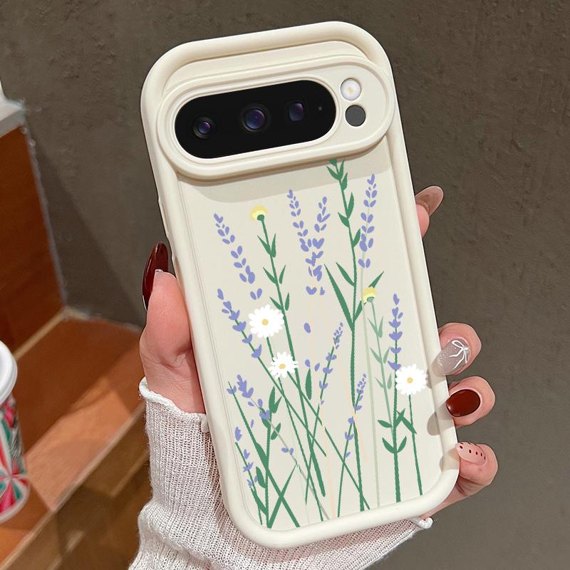 Чистый цветной цветочный узор мягкий матовый чехол TPU для Google Pixel 9 Pro XL 8 Pro 8A простой противоударный защитный чехол для телефона