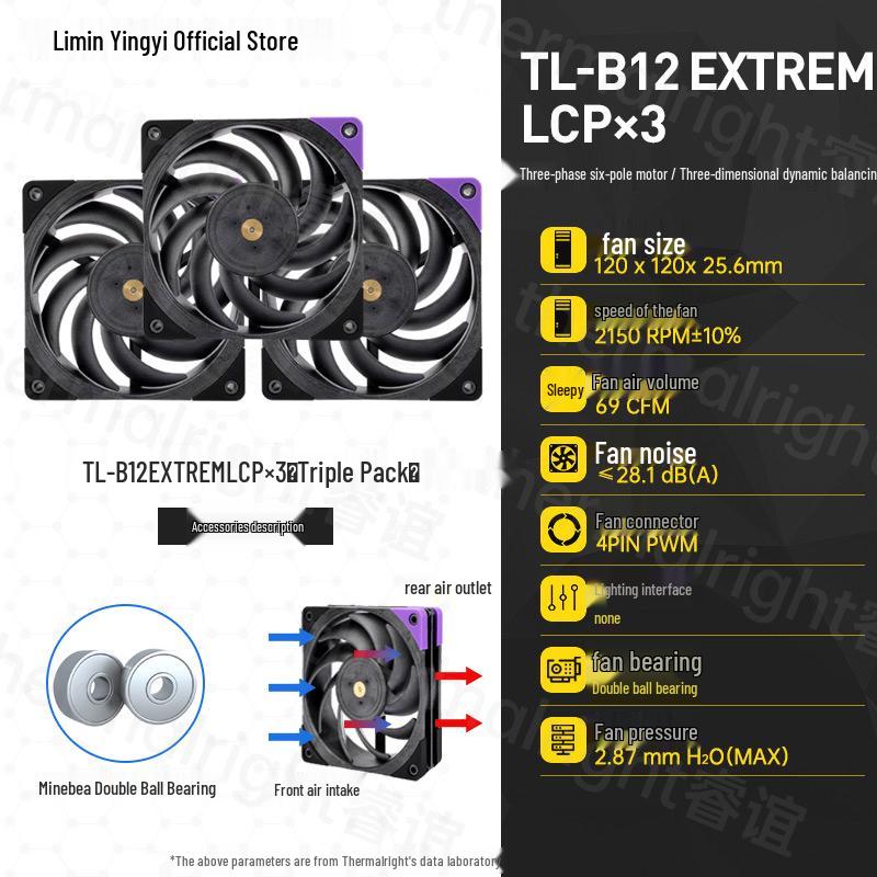 Высокопроизводительный промышленный вентилятор Thermalright TL-B12 EXTREM LCP 12 см (3-Pack)