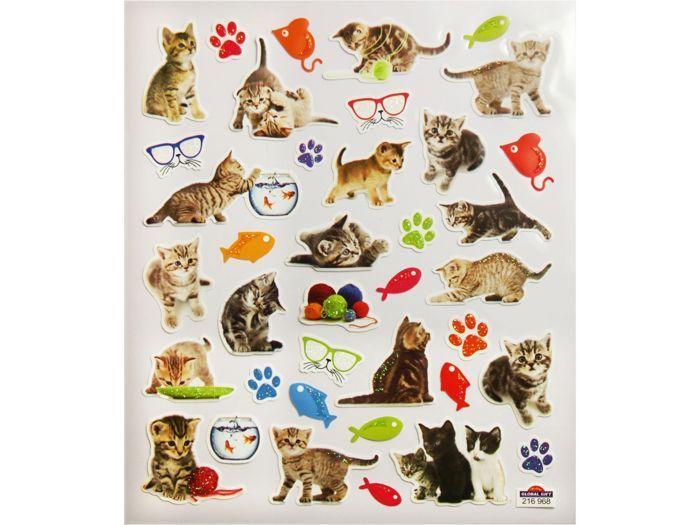 Autocollants - Petits chats - Paillettes
