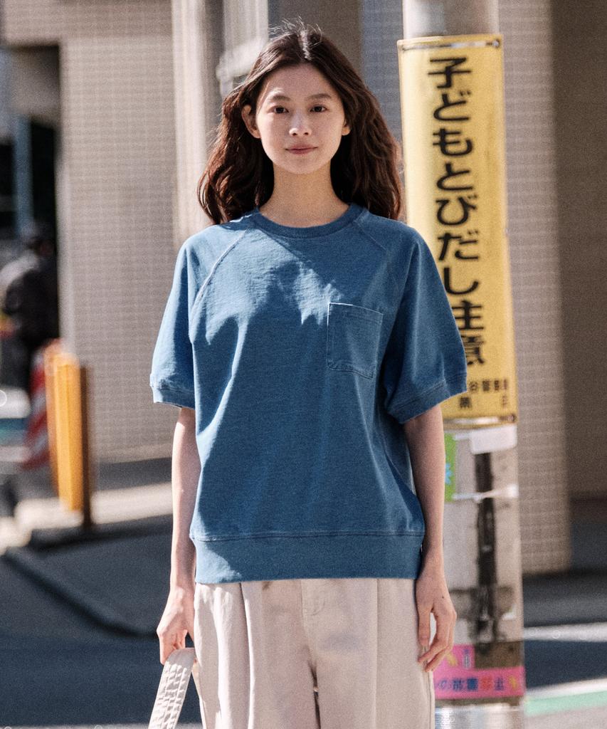 STCO Diems Genderless Raglan Terry Short Sleeve T-Shirt Blue (Oversized)_Ltswb06Csl