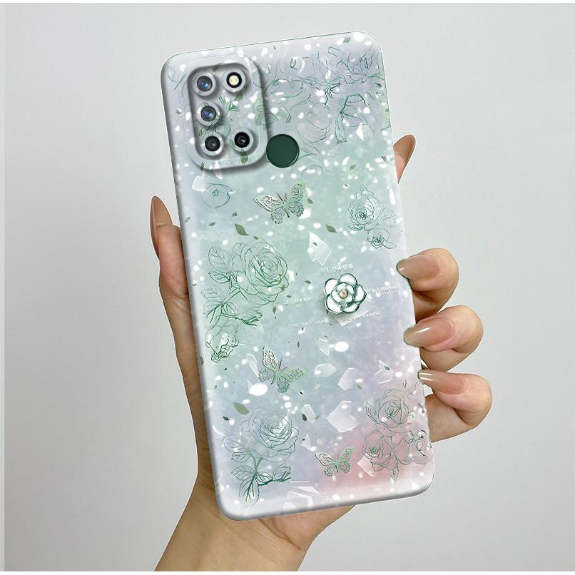 Phone Case For Realme 7I RMX2103 C17 Shockproof Case For Realme C17 Pretty Flowers Liquid Soft Silicone Back Cover Bumper Fundas