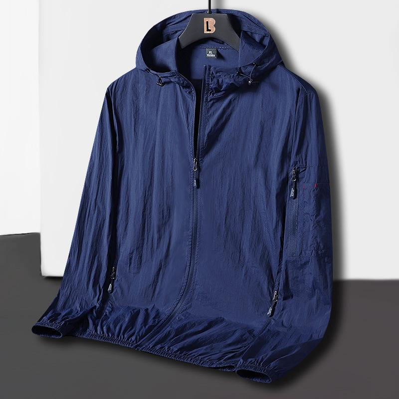 Men's Summer Light Breathable Jacket Large Size Casual Sun Protection Softshell Jacket Casual Hooded Jacket