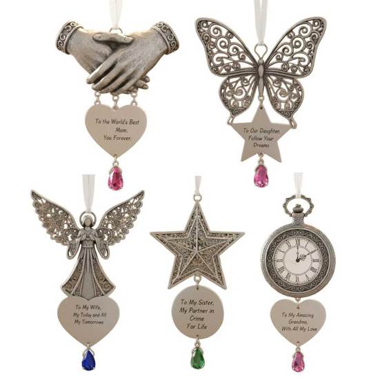 Metal Distressed Angel Decoration Handmade Silver Butterfly Charm Christmas Tree Hanging Ornament Keepsake Gifts for Women Her