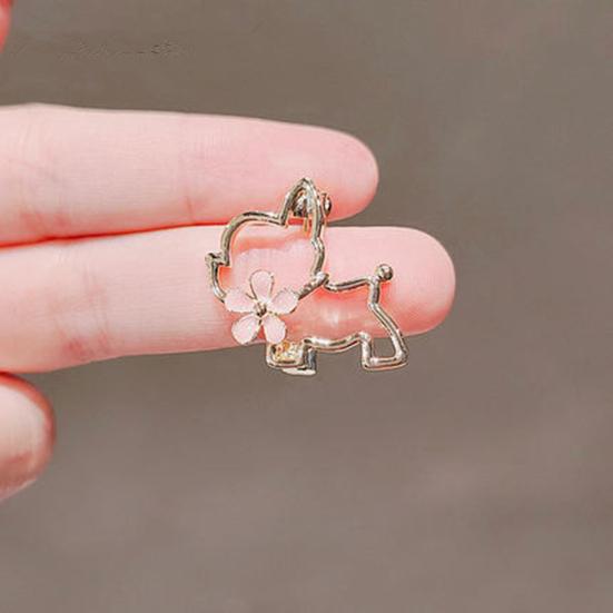Креативная милая полая брошь в форме собаки, цветочный декор, блестящие стразы, инкрустированная булавка, костюм, платье с лацканами, значок, пальто, аксессуары