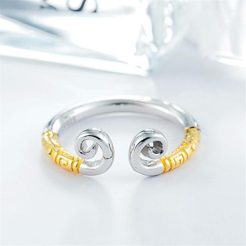 New Fashion Personality Tight Spell Couple Creative Love You 10000 Years Wukong 925 Sterling Silver Jewelry Opening Rings Sr505