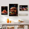Hamburg French Fries Blueberry Cake Poster and Prints Kitchen Food Canvas Painting Restaurant Wall Art Picture for Home Decor