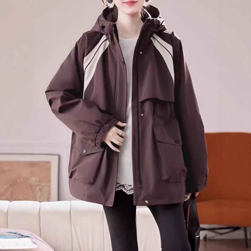 Womens Hooded Thick Cotton Puffer Coat With Drawstring Waist Mid-Length Winter Jacket