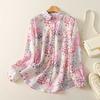 Рубашка Karon Color Ramie Floral для женщин, весна, свободная тонкая рубашка с принтом, повседневные блузки и рубашки контрастного цвета, топ