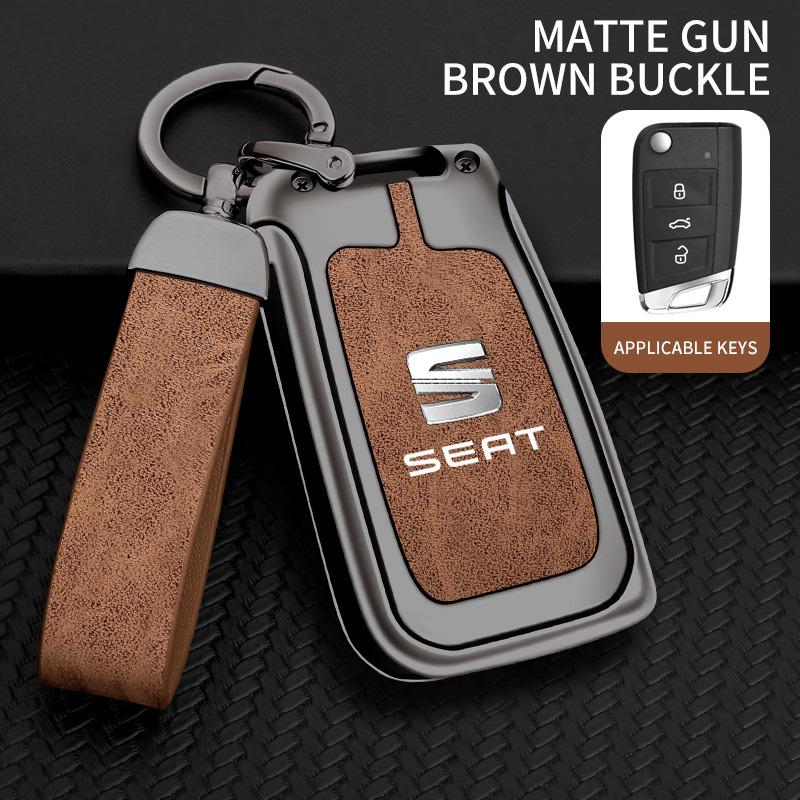 rldf3 Alloy Leather Car Remote Key Protection Cover Shell For Seat FR Ateca IBIZA Leon Alhambra Arosa Exeo Cordobe Mii Tarraco Toledo