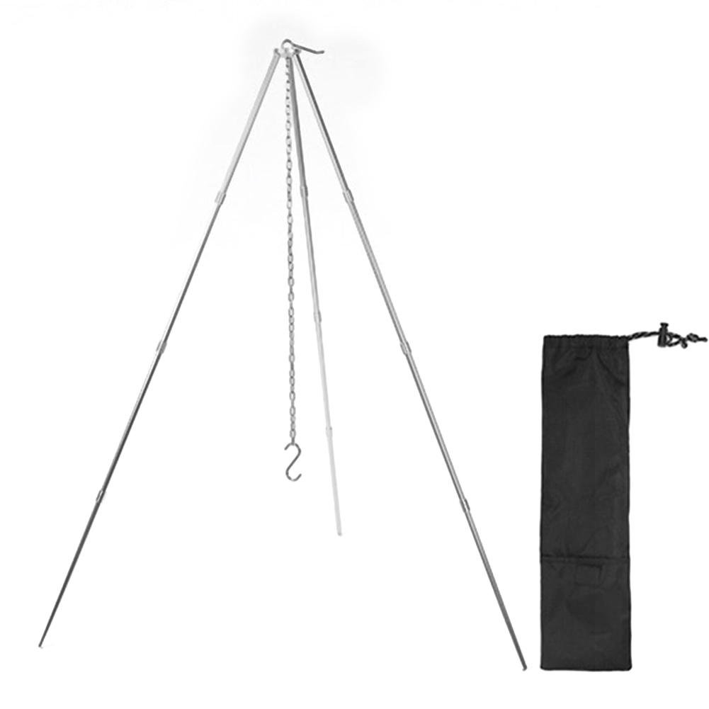 Тренога для костра для кемпинга, портативная треугольная подставка, алюминиевый сплав, разборная подставка, цепь из нержавеющей стали, оборудование для пикника и приготовления пищи
