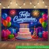 2D Flat Backdrop1pc Birthday Cake Colorful Balloons Backdrop Banner Polyester Wall Decor For Living Room Bedroom Office Outdoor Decor Party