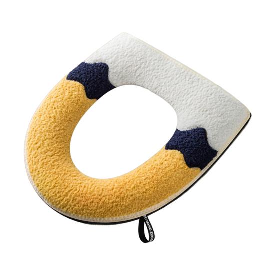 Чехол на сиденье унитаза, ультра мягкий, сохраняет тепло, зимний цвет, плюшевый коврик на молнии, коврик для туалета с ручкой для отеля