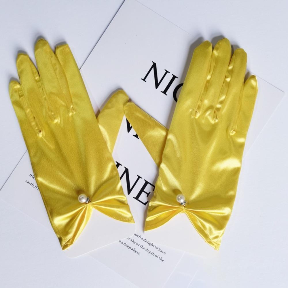 Solid Color Bridal Gloves Satin Dance Mittens Events Activities Dress Stage Gloves Wedding
