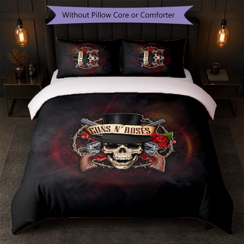 Guns N’ Roses Print 3Pcs Bedding Set Duvet Cover With Two Pillowcases Soft Bed Linen For Household Bedroom