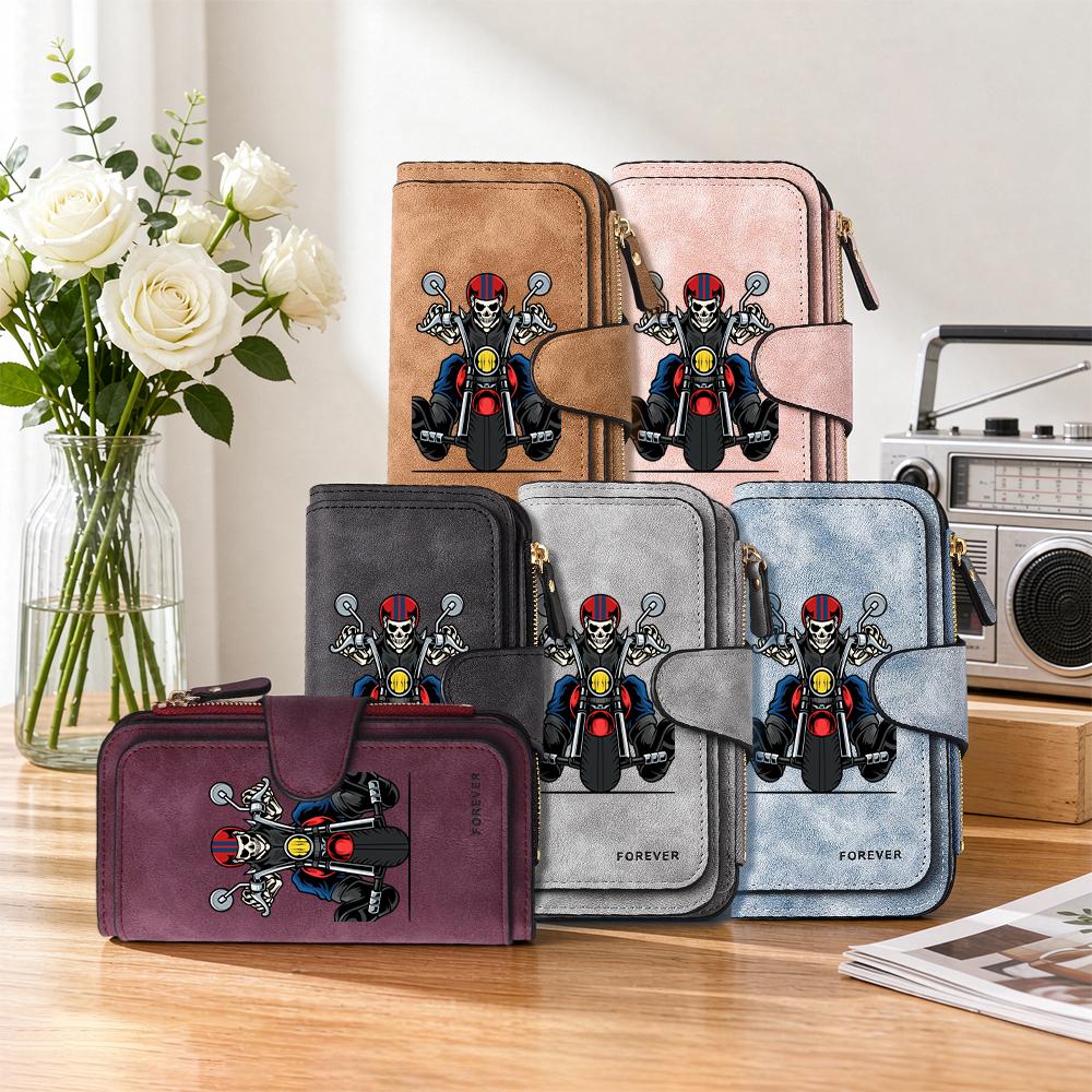 Cool Skeleton Biker Pattern Leather Wallet Forever