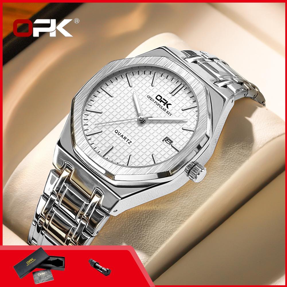 OPK 8139 Luxury Man Watch Luminous Waterproof Stainless Steel Auto Date Business Classic Quartz Men's Wristwatch