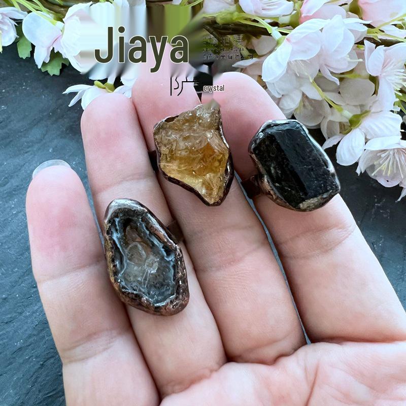 Винтажное европейское и американское кольцо-заявление: Белый Кристалл и Аметист Открытый Дизайн