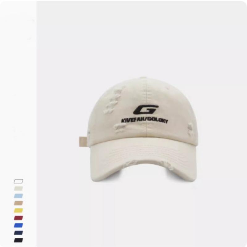 New Street made Ripped Hip hop Baseball Cap Men's Korean Version Letter Embroidered Baseball Cap Women's Sun Hat