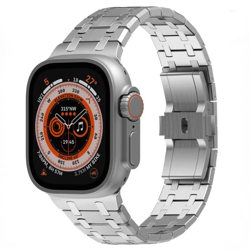 Ремешок из нержавеющей стали для Apple Watch Ultra 2 49 мм 46 мм 45 мм 44 мм 42 мм Металлический браслет iWatch Series 10 9 8 7 6 5 SE 4 49 мм ремешок