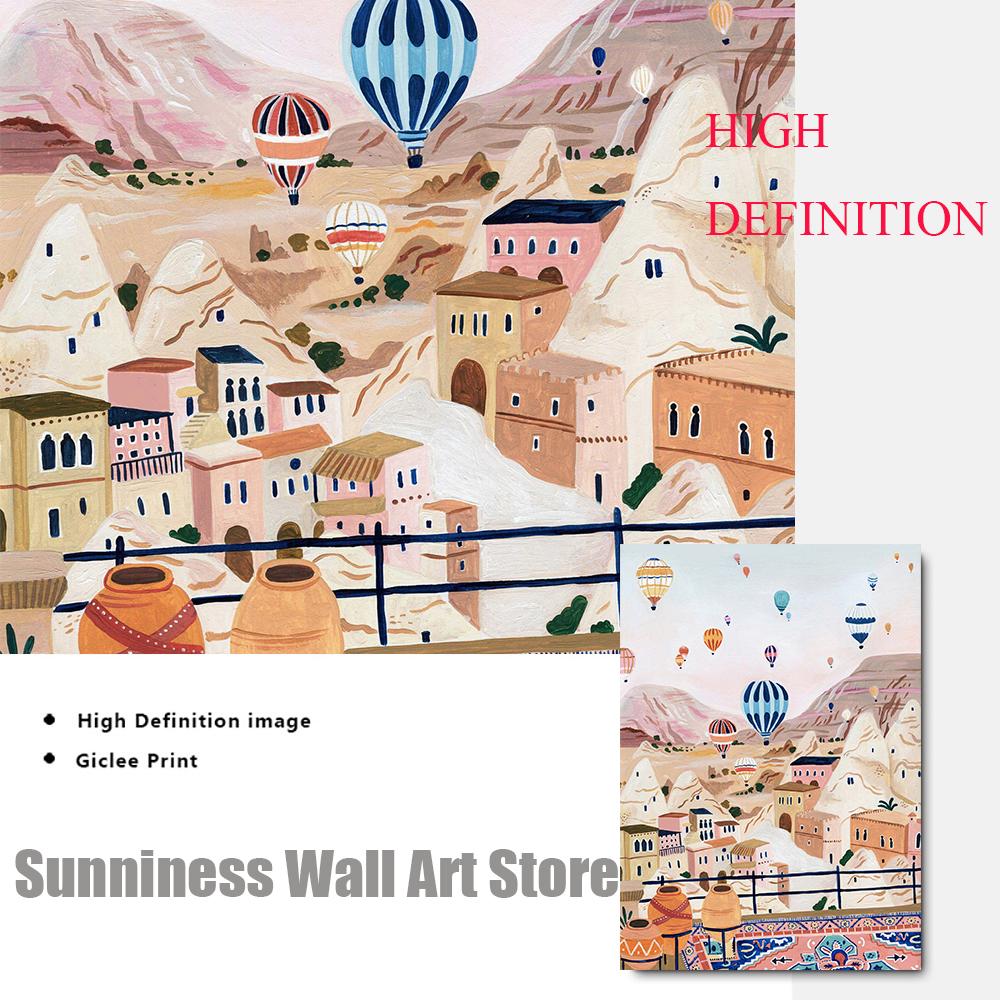 Nordic Vintage Travel City Poster Barcelona Turky Italy Landscape Art Canvas Painting Housewarming Gift Wall Pictures Home Decor