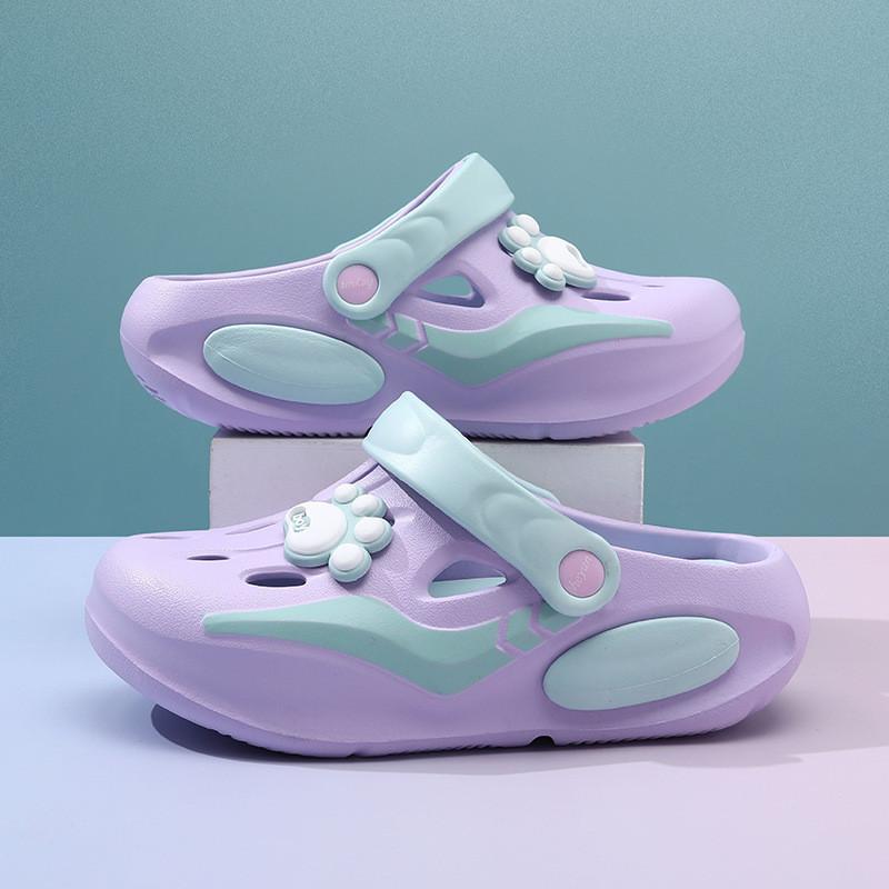 Летние детские сабо для девочек, удобные, дышащие, нескользящие, с мультяшным дизайном, пляжная обувь